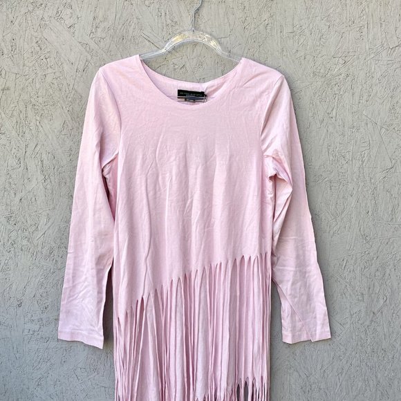 NWT $344 No Pise La Grama Veta Asymmetrical Beaded Fringe Tee Dress Sz 12 - Picture 4 of 9